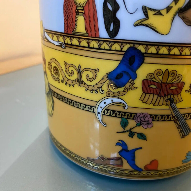 Vaso de porcelana Vintage de Piero Fornasetti para Rosenthal, 1980