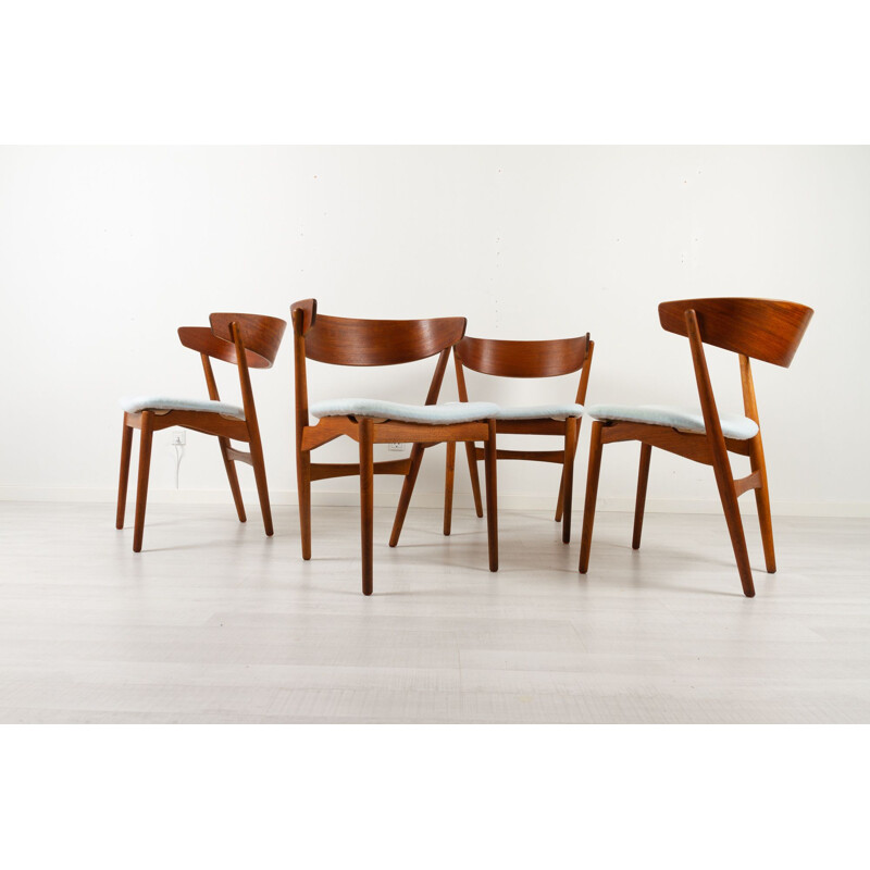 Set van 4 vintage Deense teakhouten stoelen van Helge Sibast, 1960