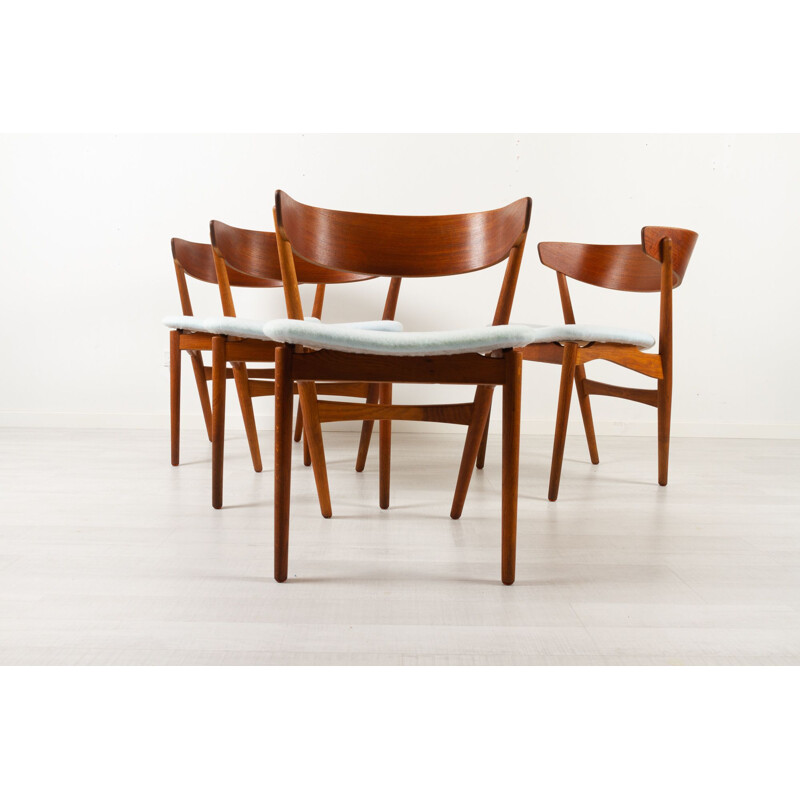 Conjunto de 4 cadeiras de teca dinamarquesas vintage de Helge Sibast, 1960