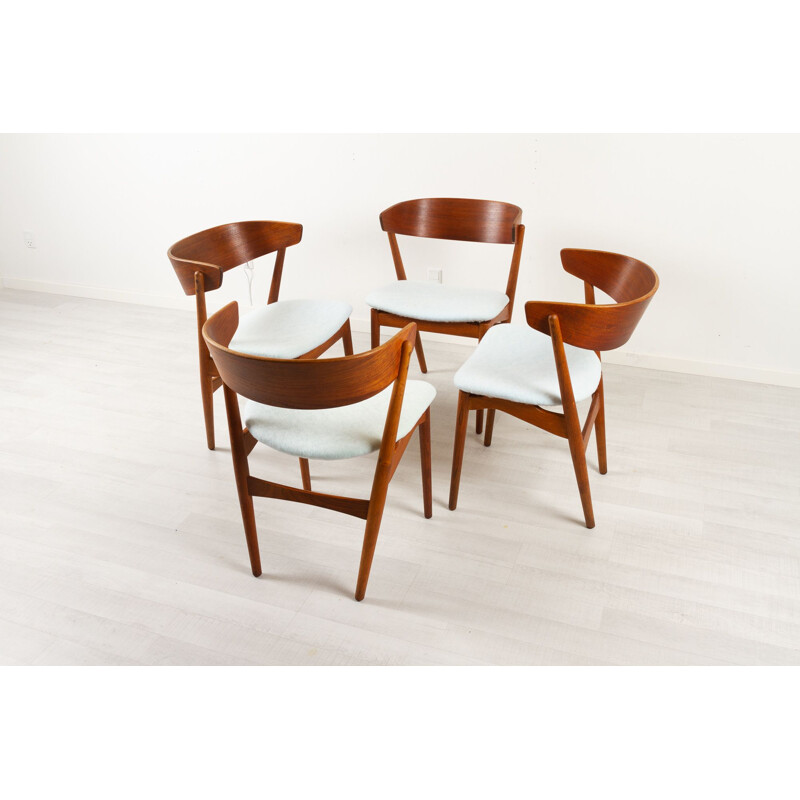 Set van 4 vintage Deense teakhouten stoelen van Helge Sibast, 1960