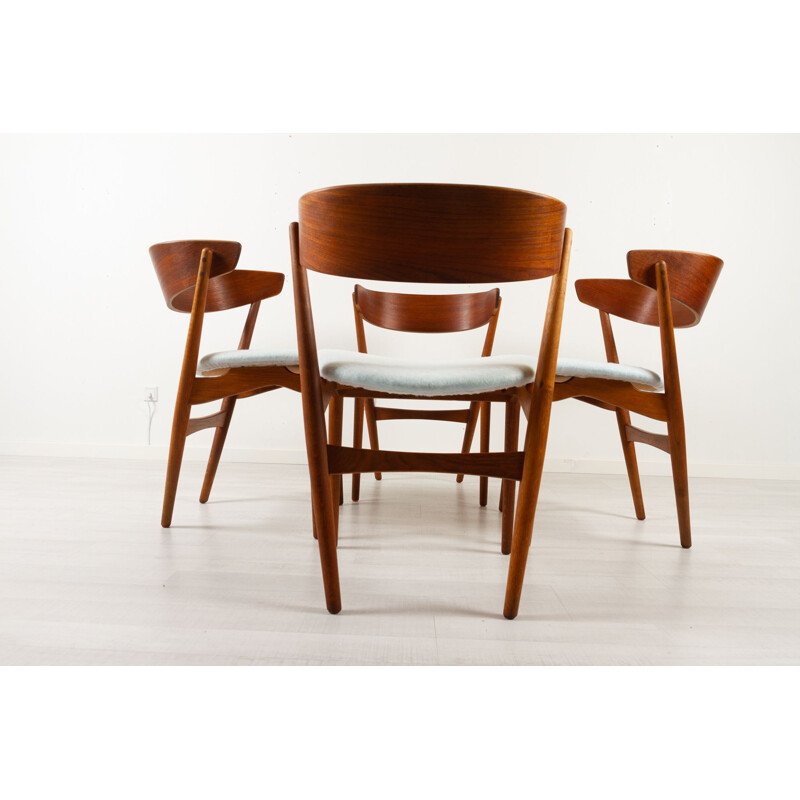 Set of 4 vintage Danish dining chairs in teak by Helge Sibast, 1960s