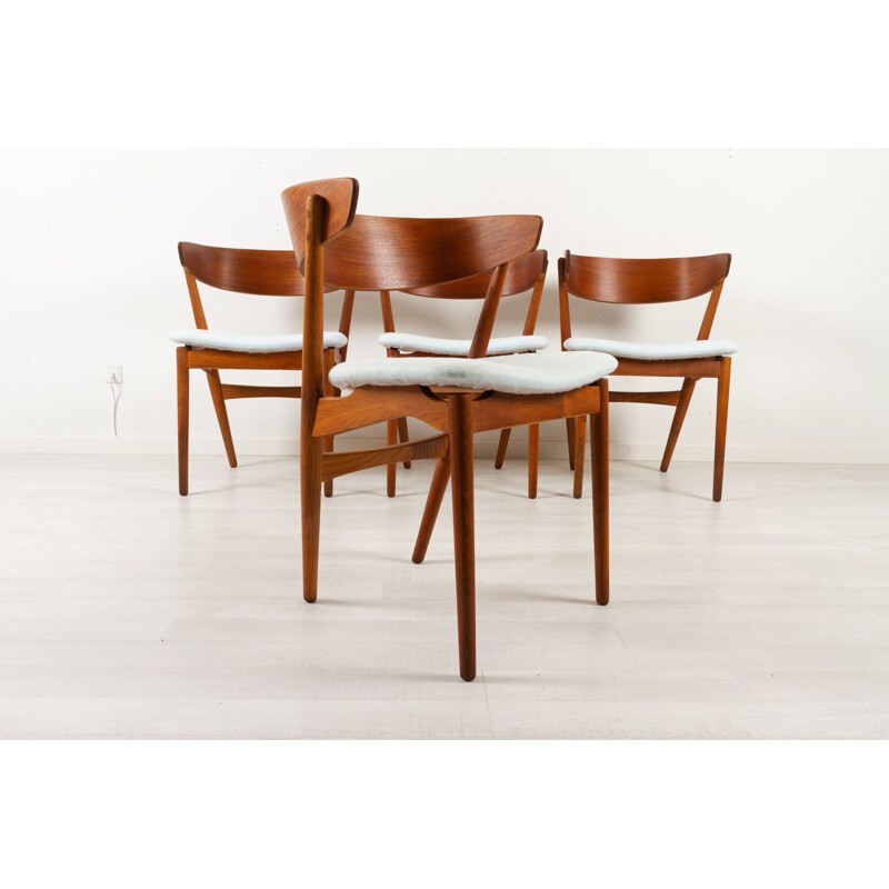 Set of 4 vintage Danish dining chairs in teak by Helge Sibast, 1960s