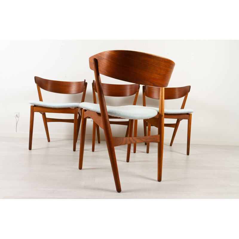 Set of 4 vintage Danish dining chairs in teak by Helge Sibast, 1960s