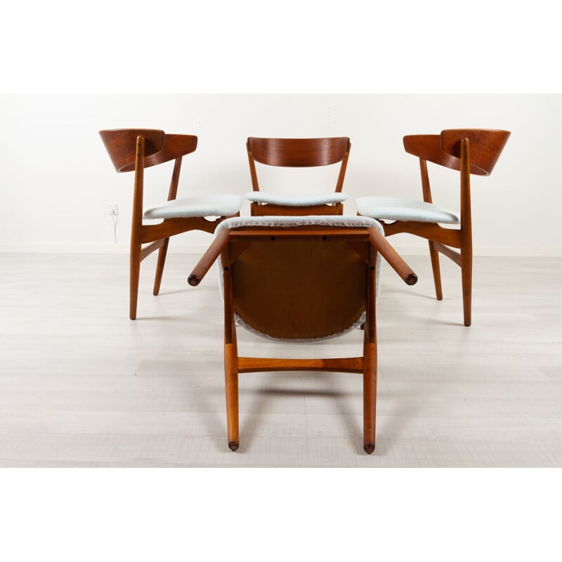 Ensemble de 4 chaises danoises vintage en teck par Helge Sibast, 1960