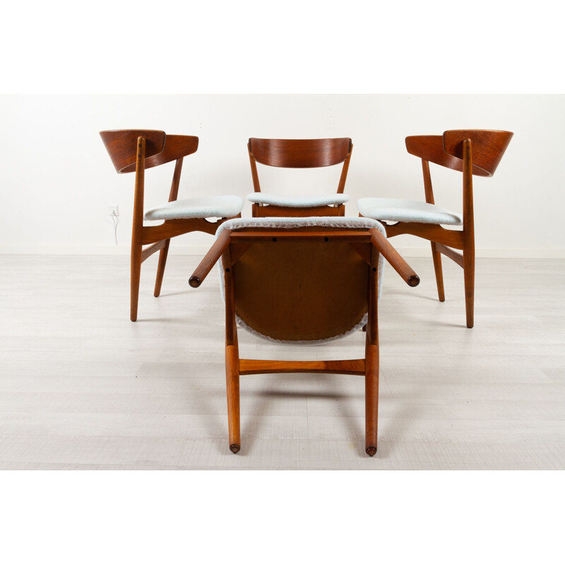 Set van 4 vintage Deense teakhouten stoelen van Helge Sibast, 1960