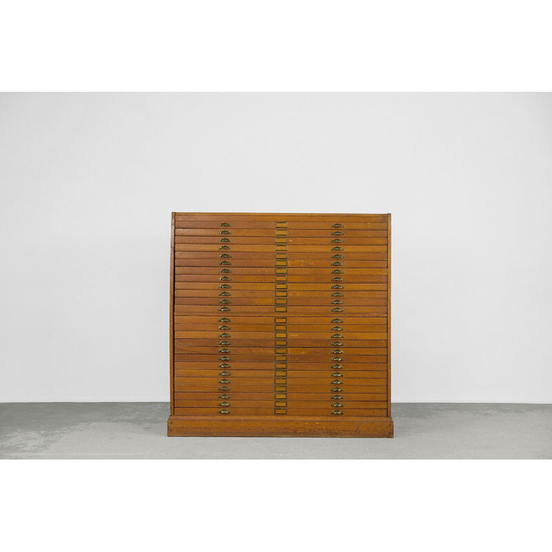 Vintage oak filing cabinet with several drawers, 1930