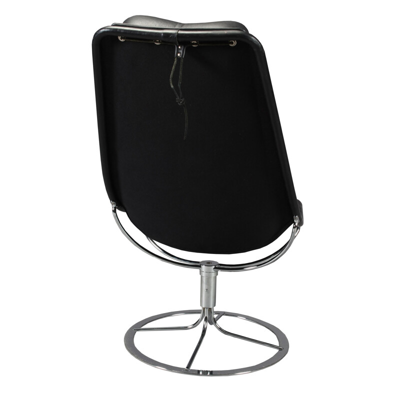 "Jetson 66" armchair in black leather, Bruno MATHSSON - 1960s