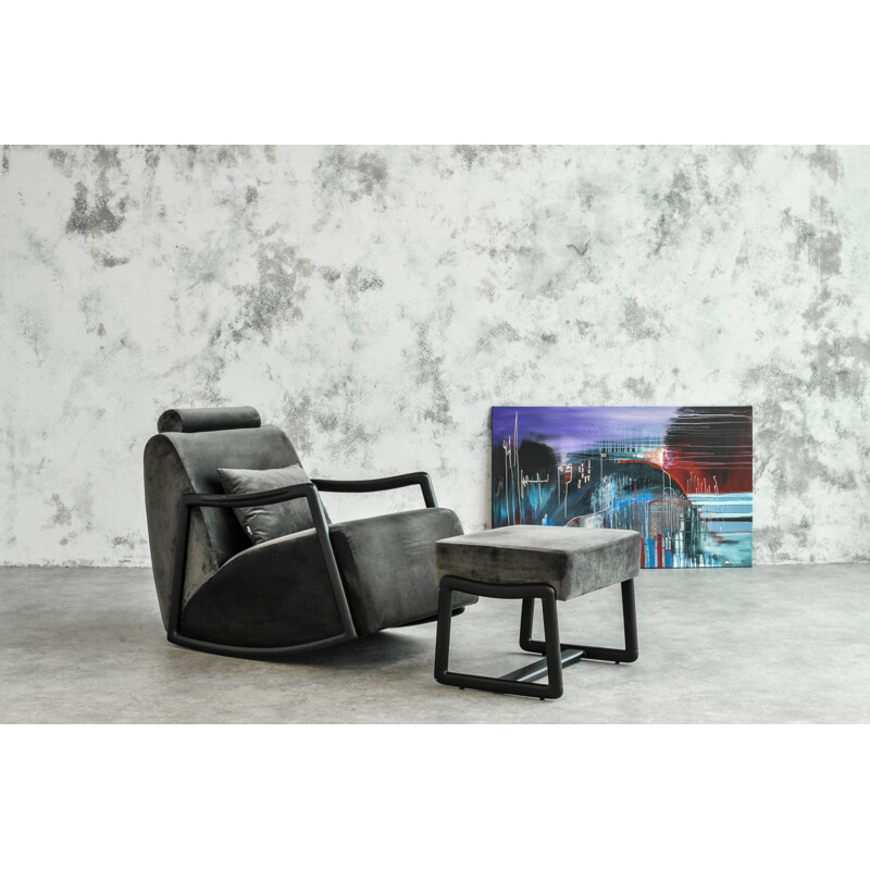 Sedia a dondolo vintage Leila Glider con poggiapiedi di Bienal Home