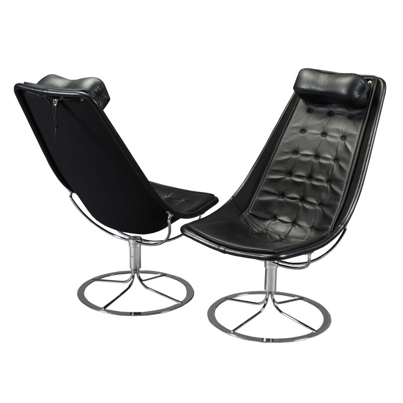 "Jetson 66" armchair in black leather, Bruno MATHSSON - 1960s