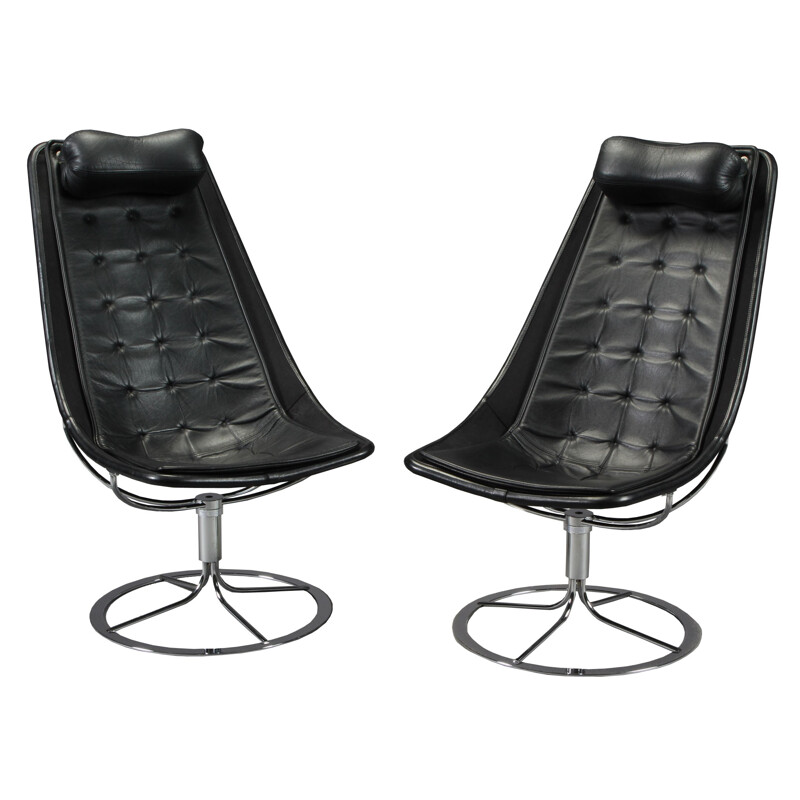 Fauteuil "Jetson 66" en cuir noir, Bruno MATHSSON - 1960