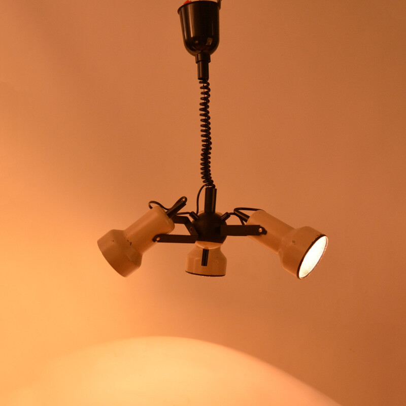 Space Age Orange Chandelier With 5 Arms/ Vintage Metal 