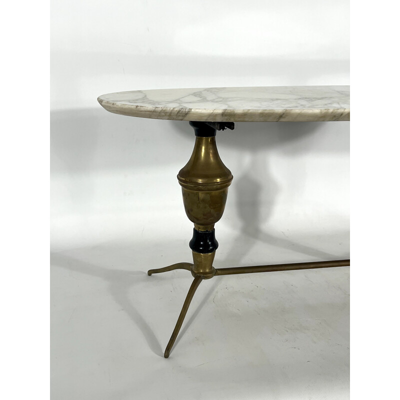 Vintage brass and marble coffee table, Italy 1950