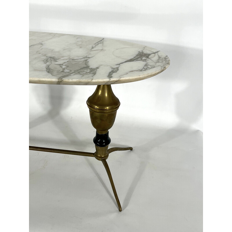 Vintage brass and marble coffee table, Italy 1950