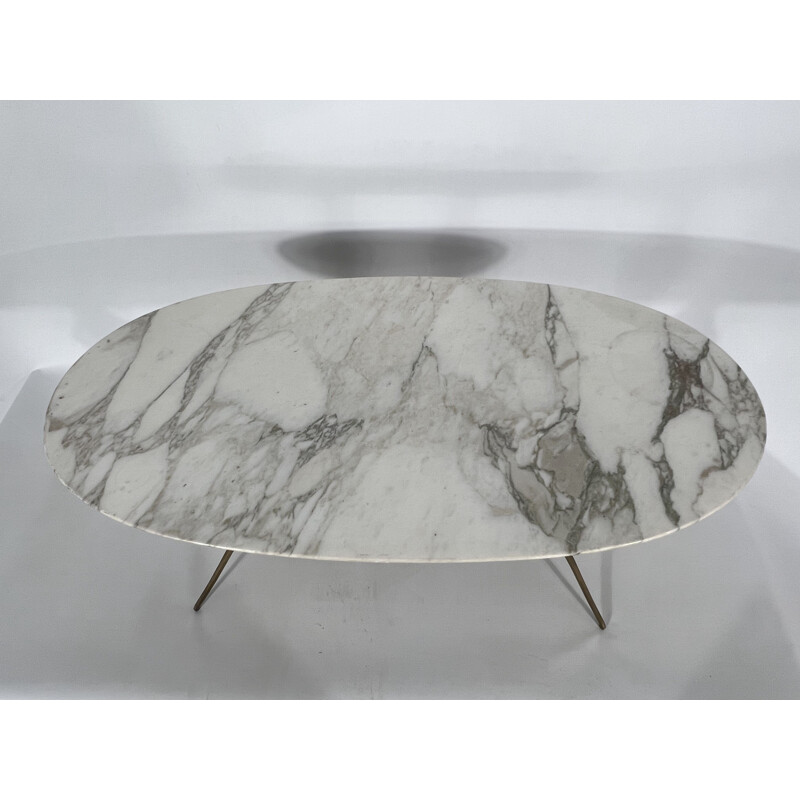 Vintage brass and marble coffee table, Italy 1950