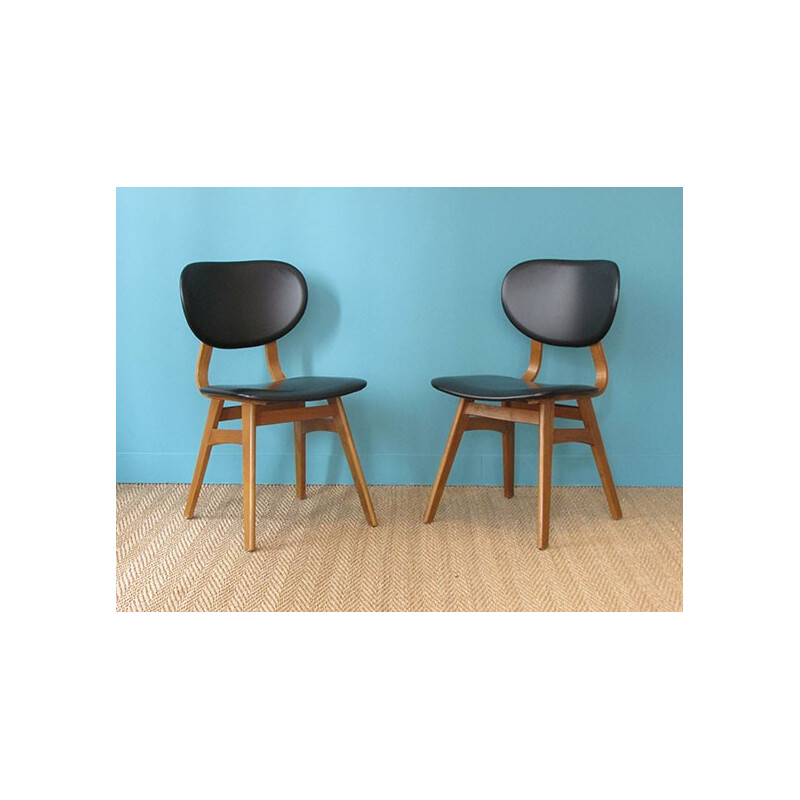 Paire de chaises "Plywood" en skaï - années 50