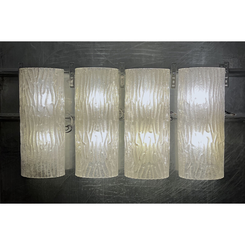 Set of 4 vintage Corteccia Murano glass wall lamps by Toni Zuccheri for Venini, Italy 1960