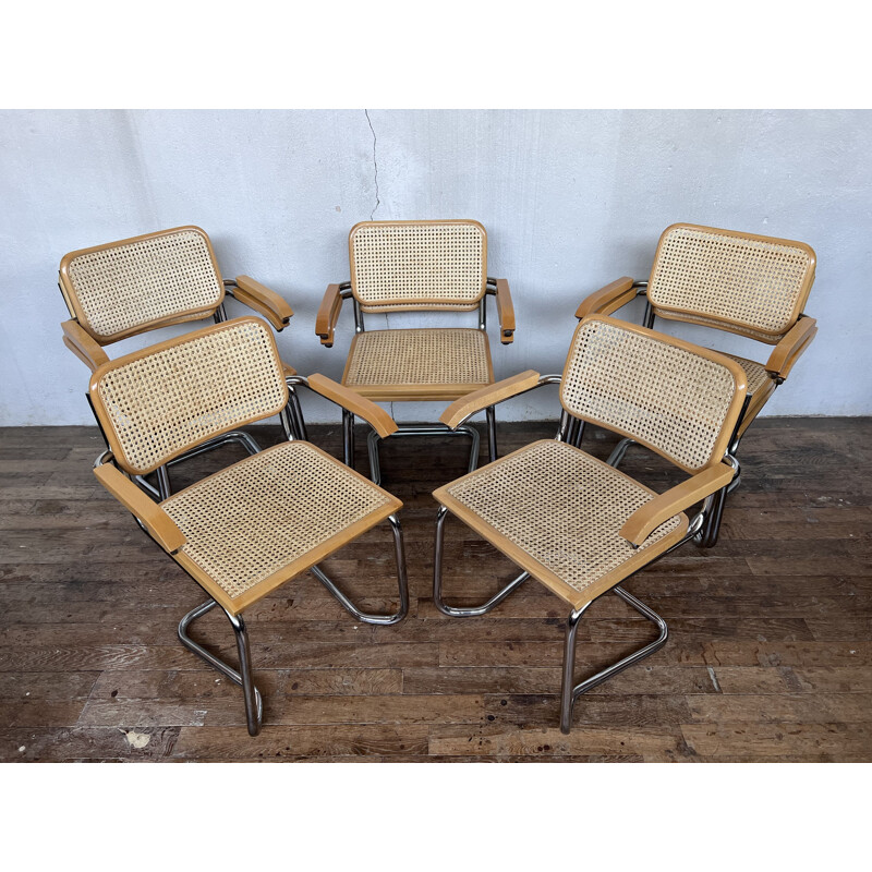 Set of 8 vintage B32 B64 chairs by Marcel Breuer, Italy 1970