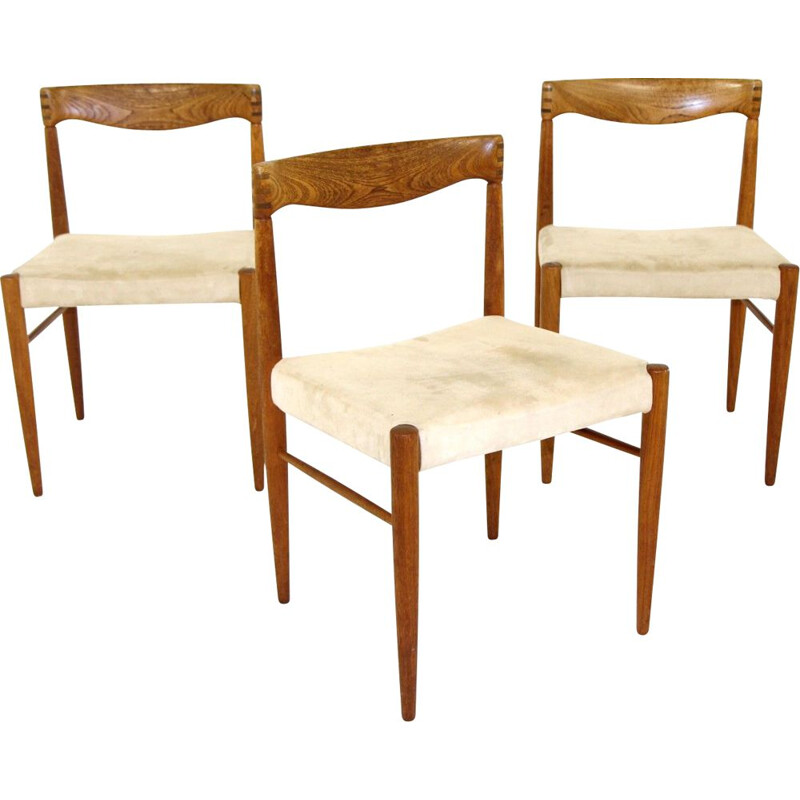 Set of 3 vintage oakwood chairs by H W Klein for Bramin, Denmark 1960