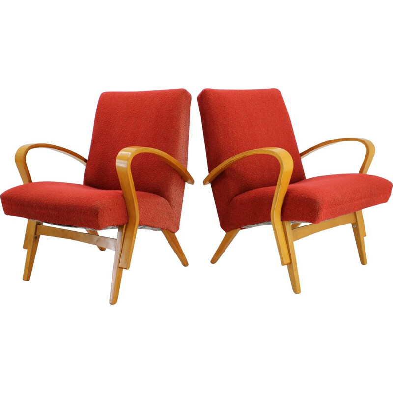 Pareja de sillones vintage de madera curvada de Frantisek Jirak, Checoslovaquia 1960