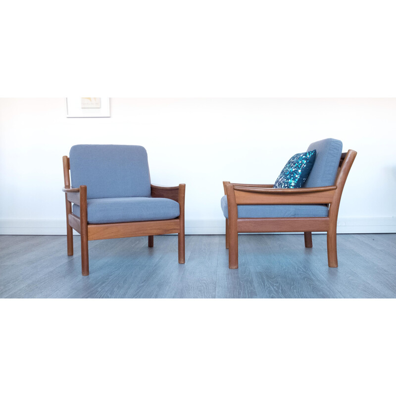 Fauteuil scandinave Dyrlund en teck et tissu - 1960