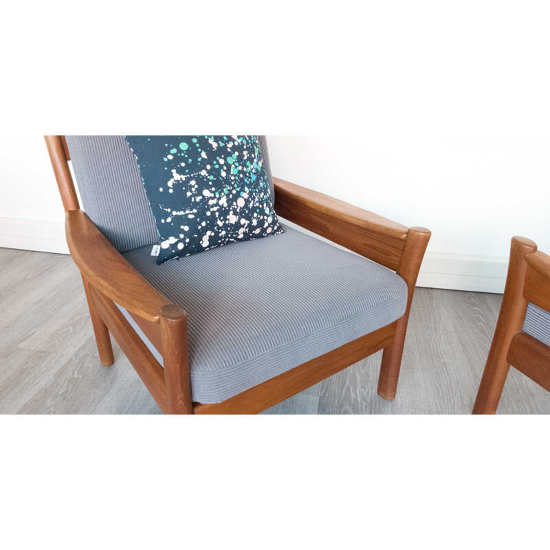 Fauteuil scandinave Dyrlund en teck et tissu - 1960