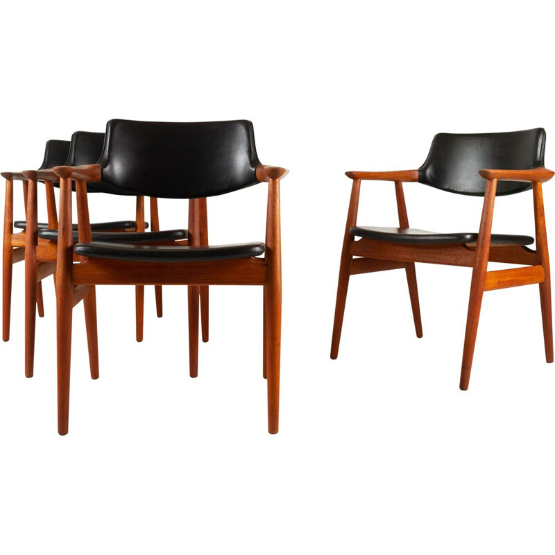 Set of 4 vintage Gm11 teak armchairs by Svend Aage Eriksen for Glostrup Møbelfabrik, Denmark 1960