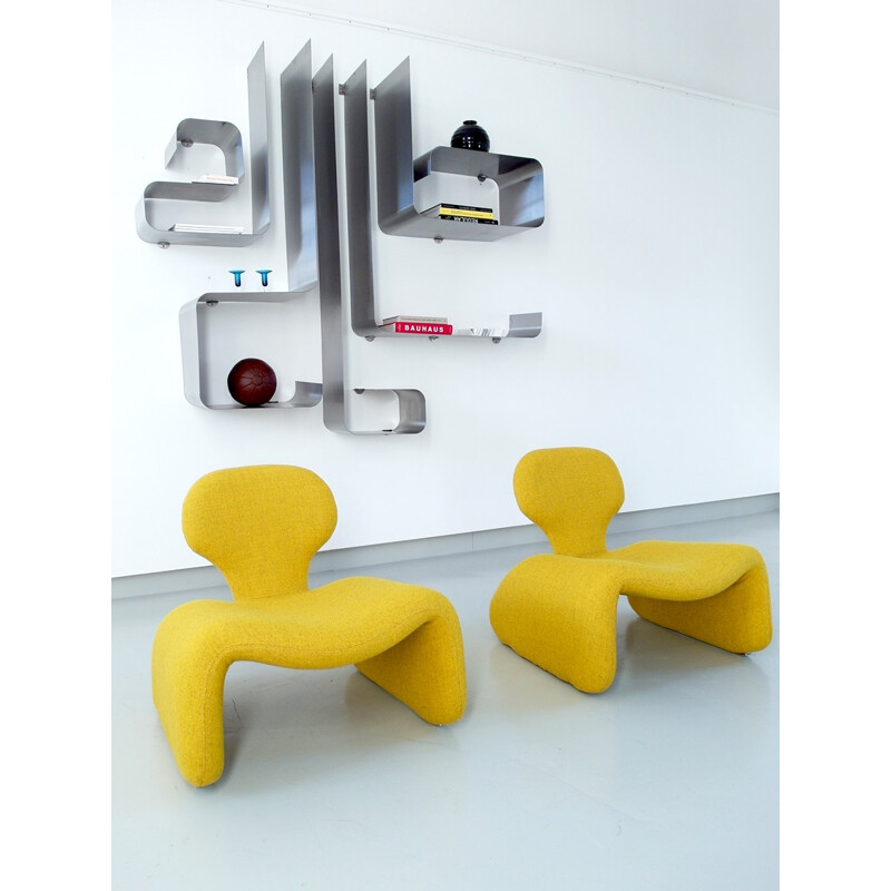 Pair of yellow djinn armchairs, Olivier MOURGUE - 1960s 