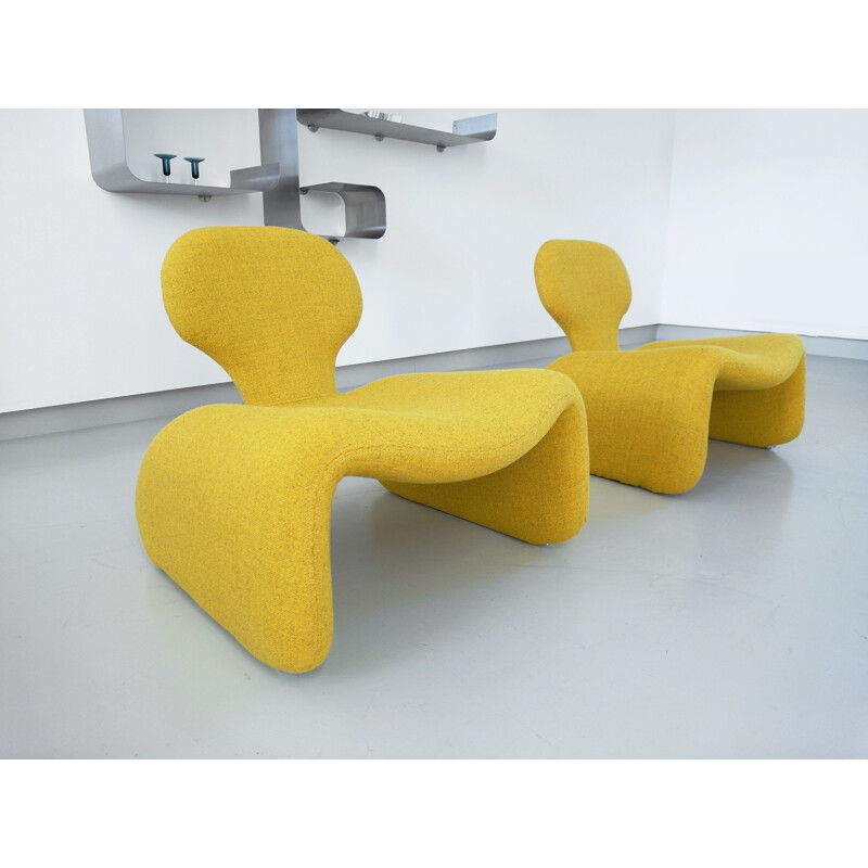 Pair of yellow djinn armchairs, Olivier MOURGUE - 1960s 