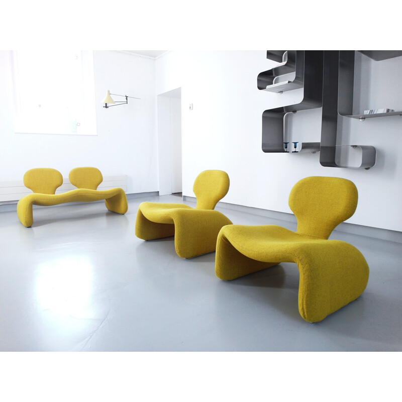 Pair of yellow djinn armchairs, Olivier MOURGUE - 1960s 