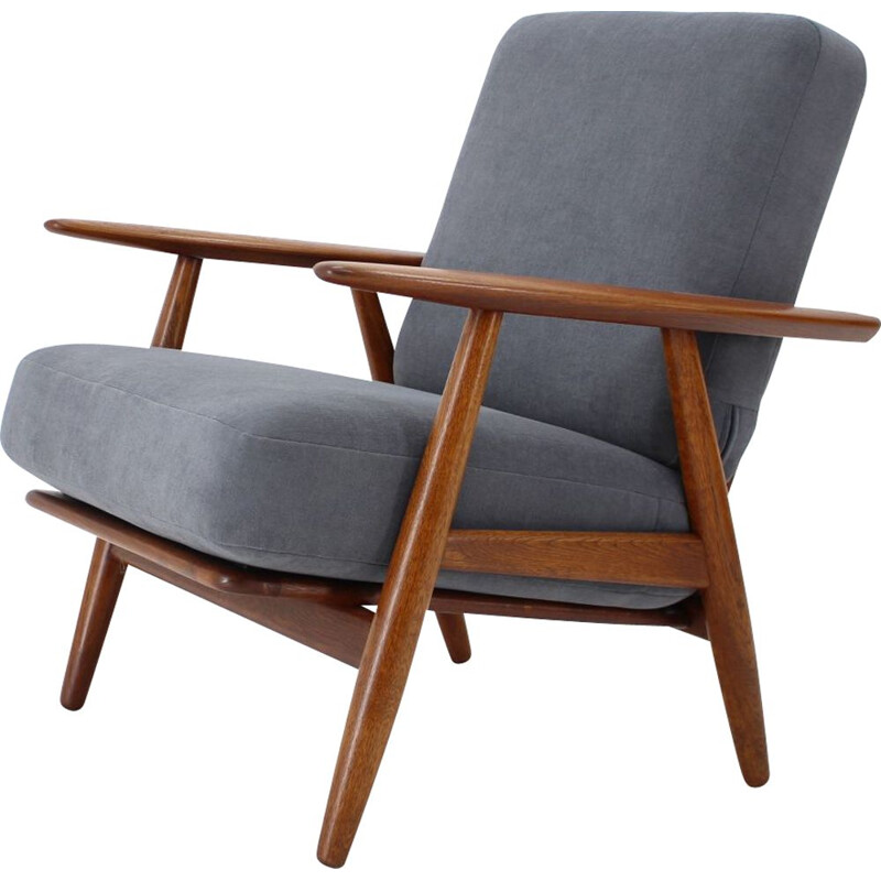 Fauteuil vintage Ge-240 "Cigar" en chêne par Hans J. Wegner, Danemark 1950