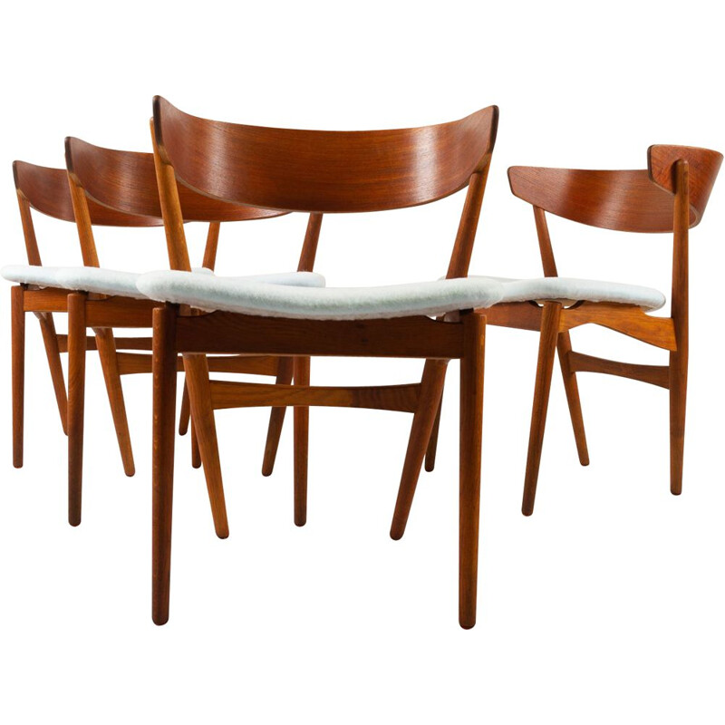 Set of 4 vintage Danish dining chairs in teak by Helge Sibast, 1960s