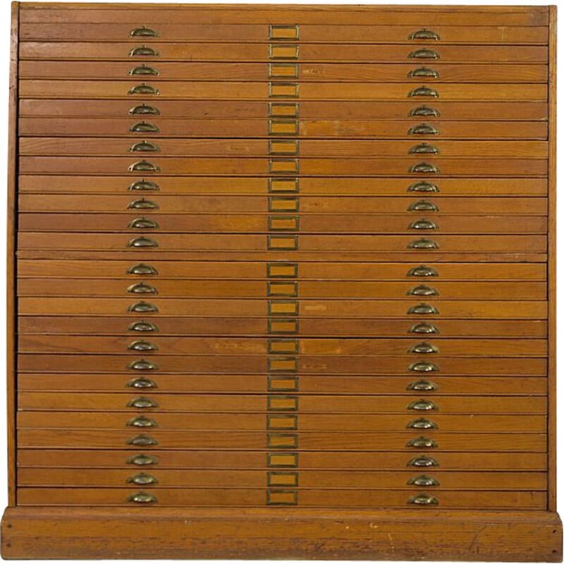 Vintage oak filing cabinet with several drawers, 1930