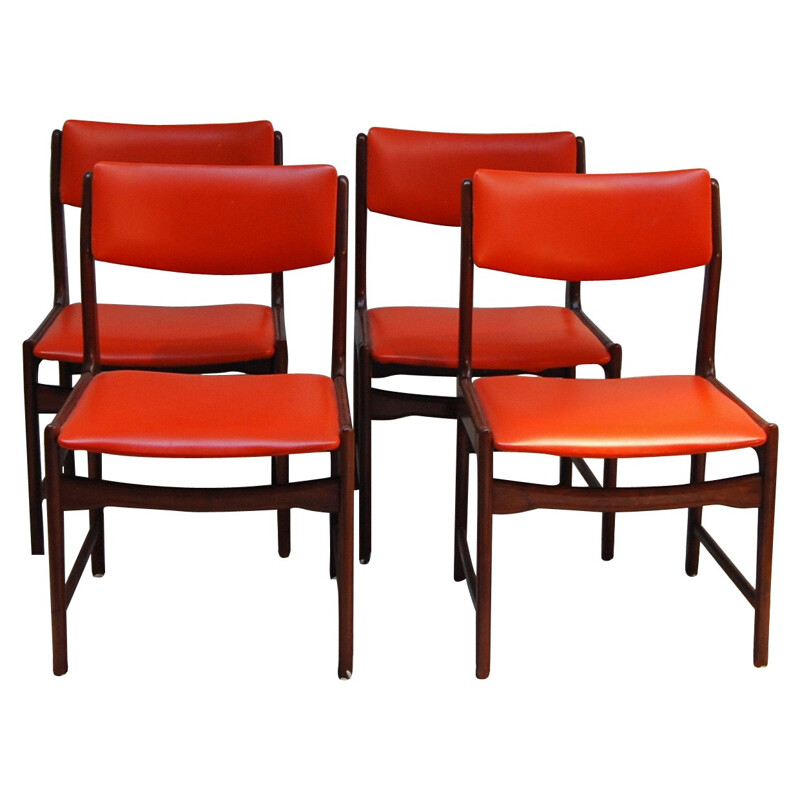 4 Dutch dining chairs in rosewood - 1960s