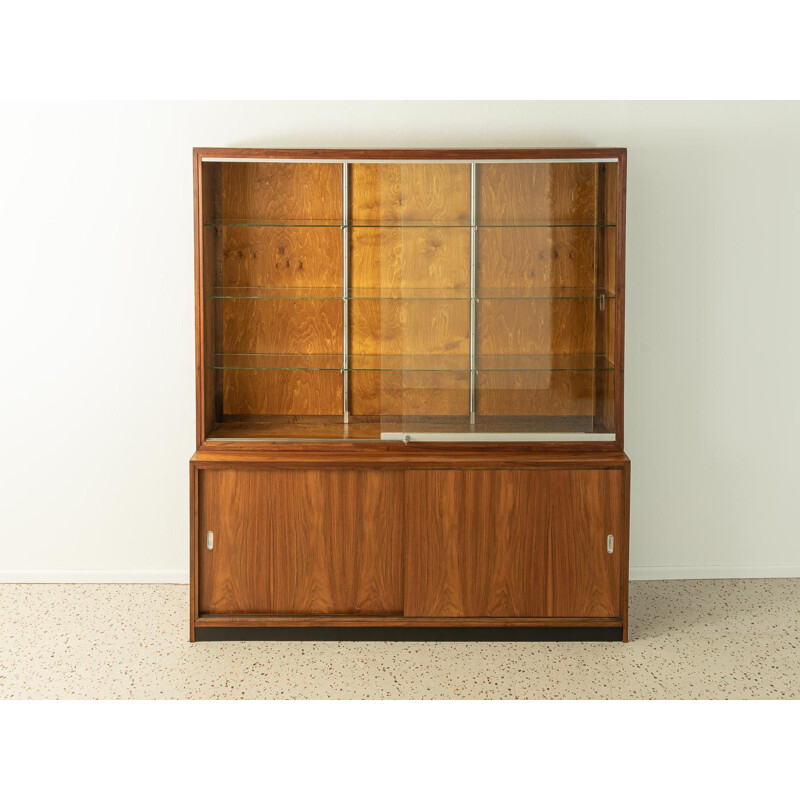 Vintage walnut store display cabinet, Germany 1950s