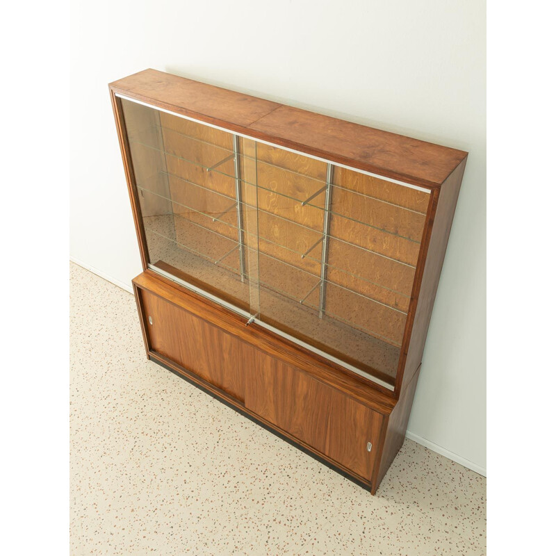 Vintage walnut store display cabinet, Germany 1950s