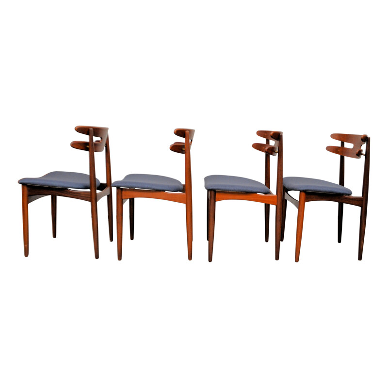 Ensemble de 4 chaises danoises vintage en teck de Johannes Andersen pour Bramin, 1960