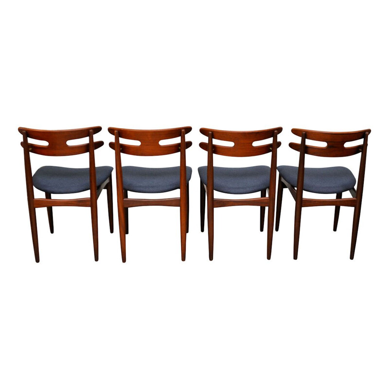 Conjunto de 4 cadeiras dinamarquesas de teca vintage de Johannes Andersen para Bramin, 1960