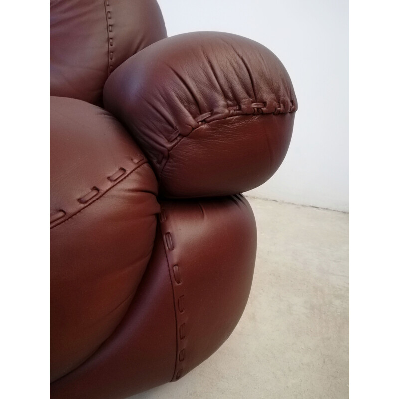 Pair of vintage leather armchairs by Sapporo for Mobil Girgi, 1970s