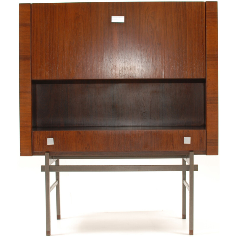 Belform highboard in rosewood and steel, Alfred HENDRICKX - 1960s