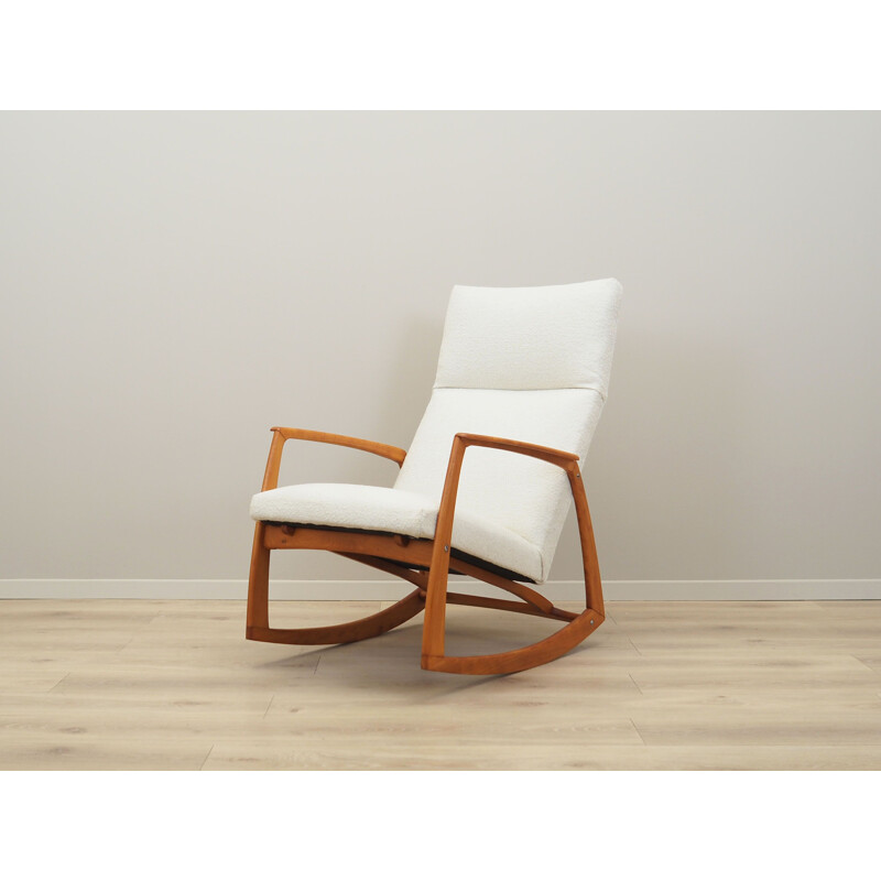 Vintage beechwood rocking chair, Denmark 1970s