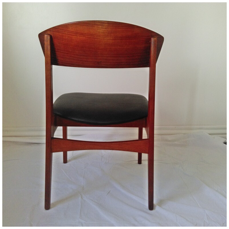 Chaise Funder Schmidt & Madsen en teck et cuir brun, Erik BUCH - 1960