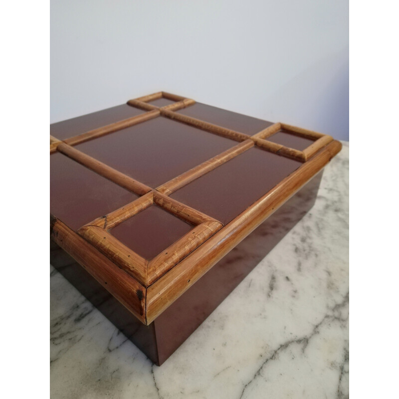 Caja vintage de laminado y bambú de Tommaso Barbi, 1970