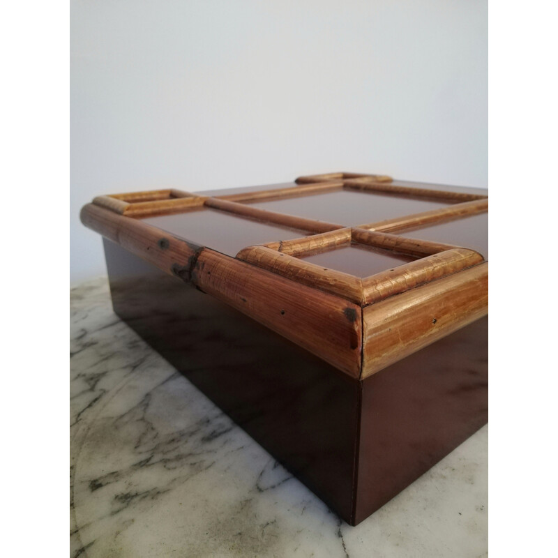 Vintage laminado e caixa de bambu por Tommaso Barbi, 1970