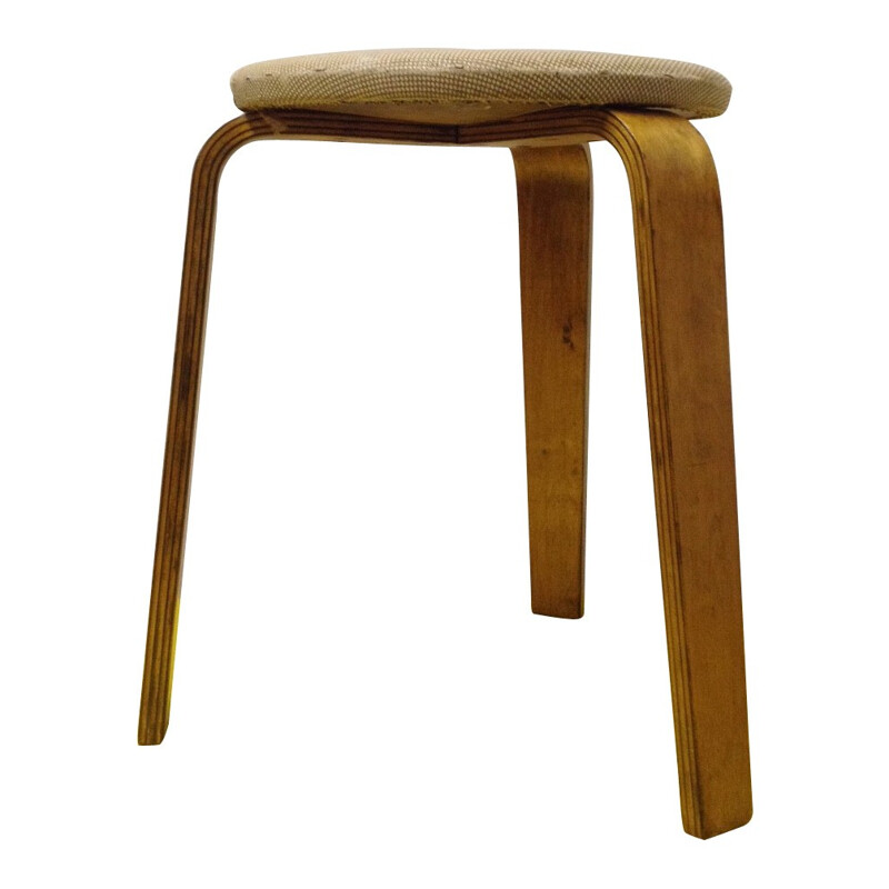 Wood and fabric stool - 1950s