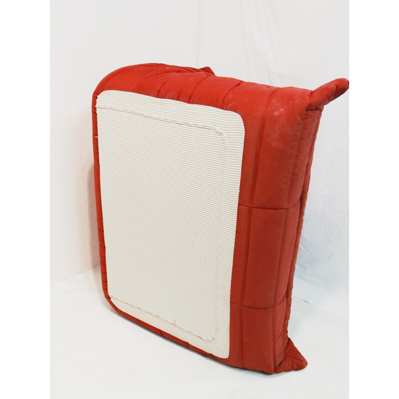 Ligne Roset "Togo" 2-seater low chair in red fabric - 1970s