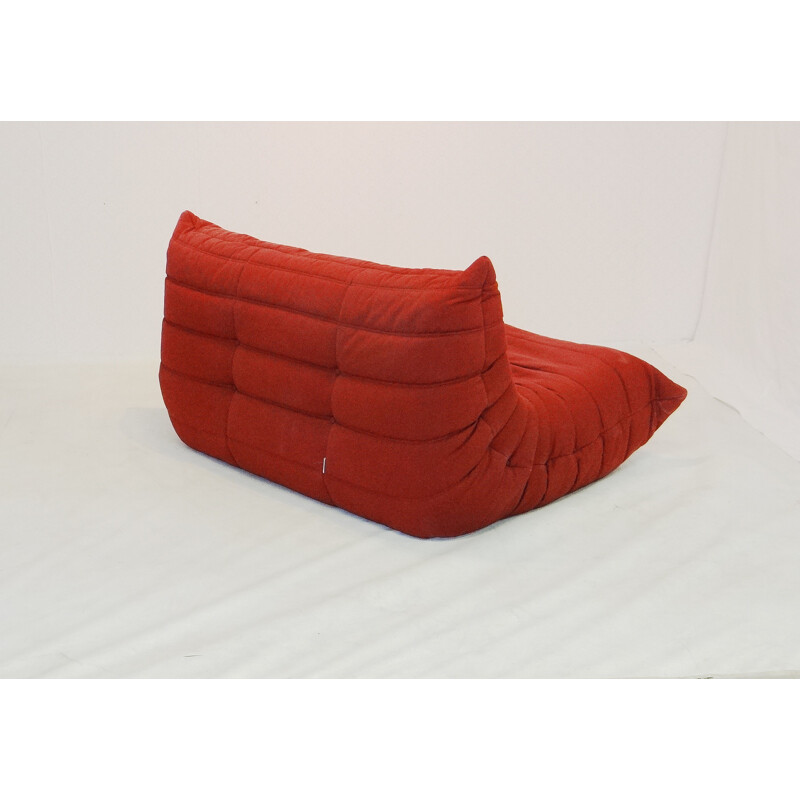 Ligne Roset "Togo" 2-seater low chair in red fabric - 1970s