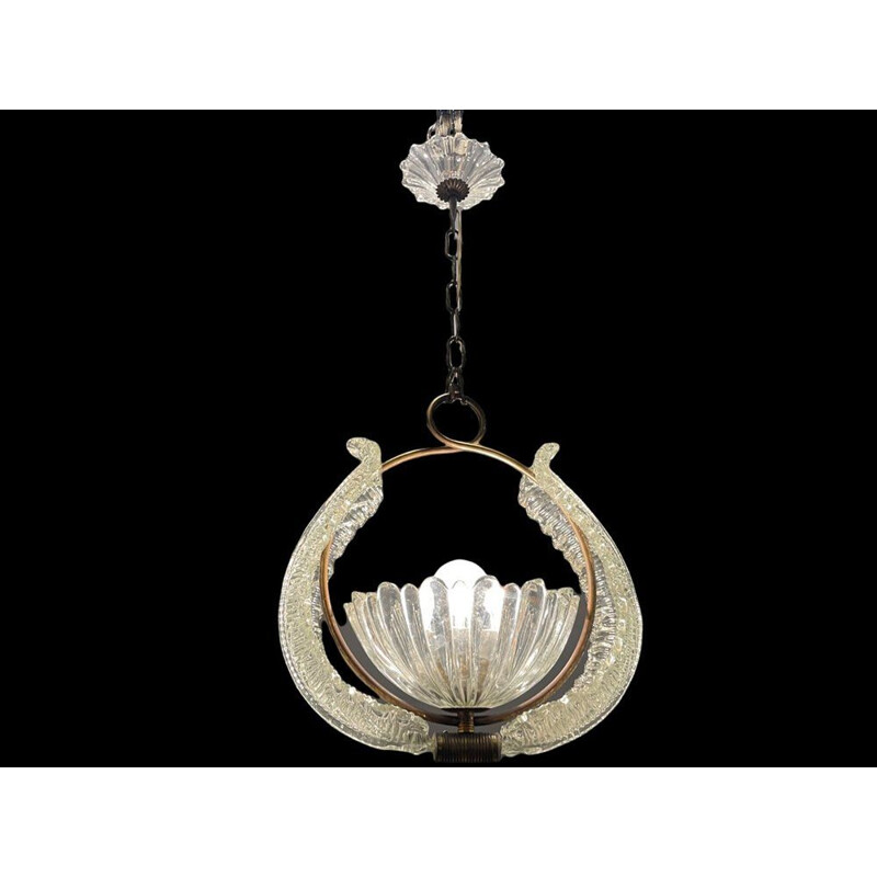 Italian vintage Murano glass pendant lamp, 1940s