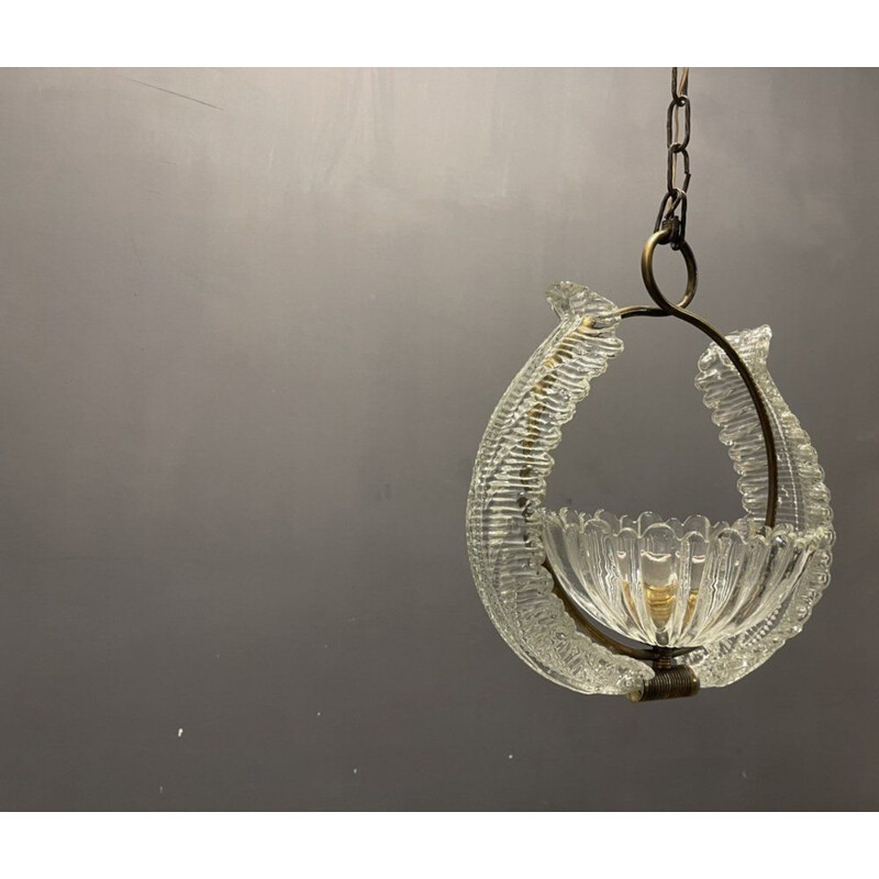 Italian vintage Murano glass pendant lamp, 1940s