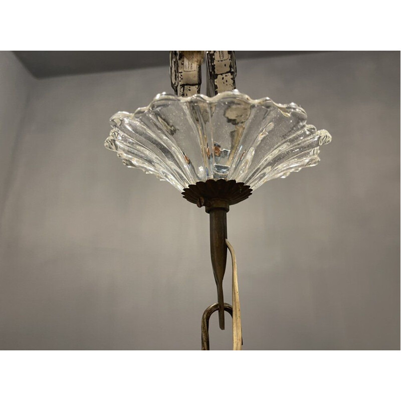 Italian vintage Murano glass pendant lamp, 1940s