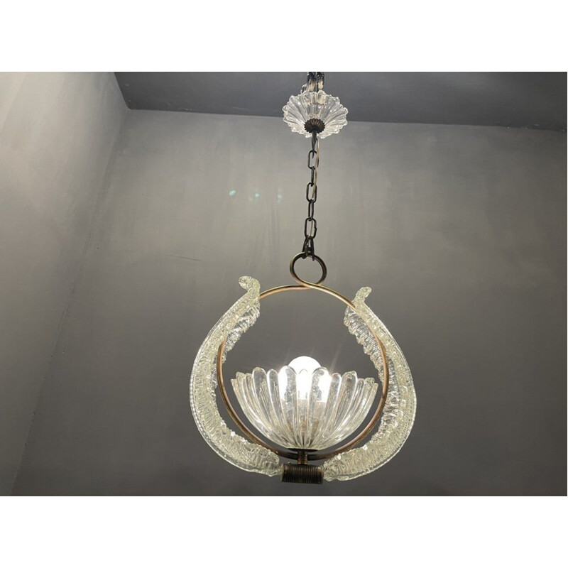 Italian vintage Murano glass pendant lamp, 1940s